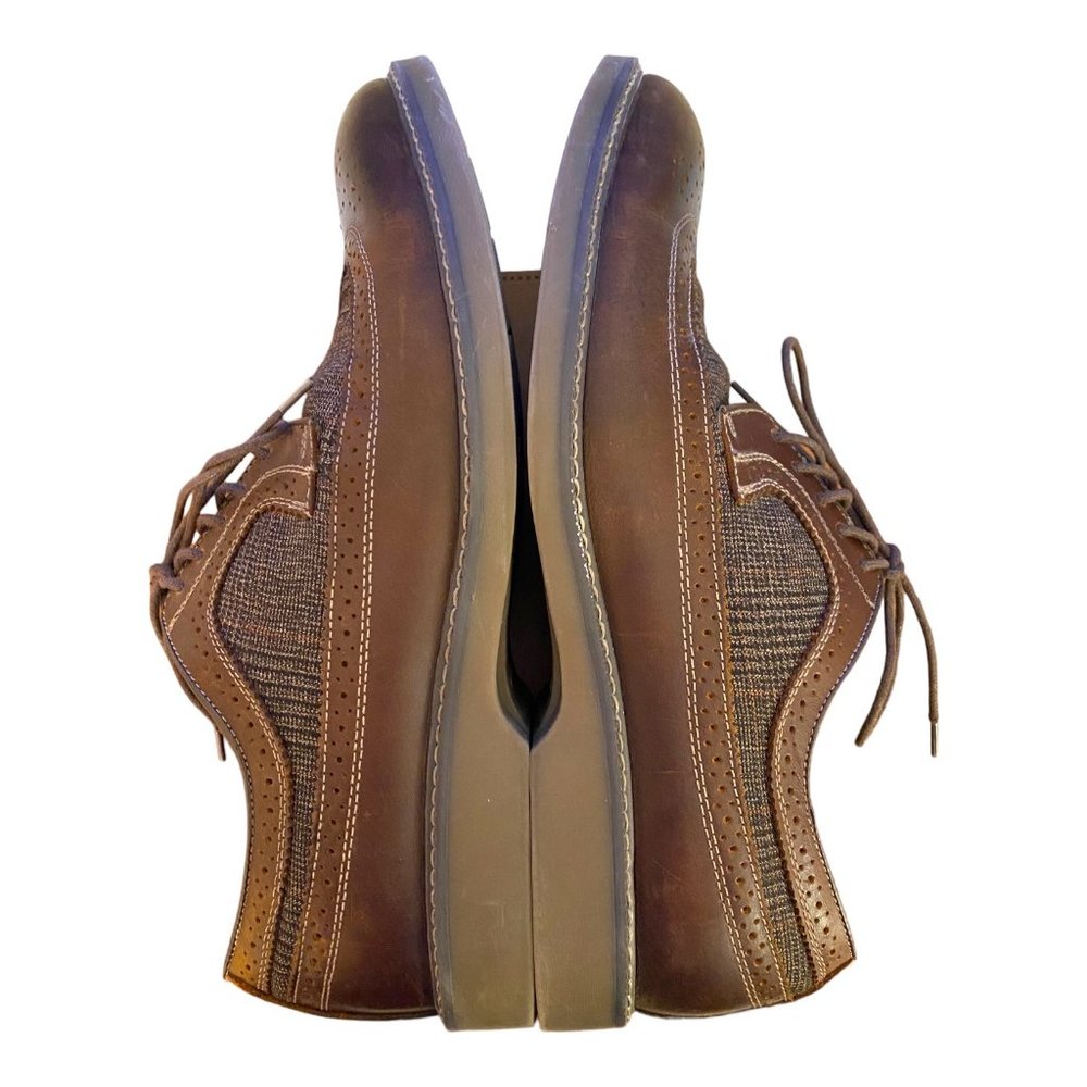 GH Bass Shoes Men 13M Brown Leather & Tweed Pasadena Wingtip Longwing Brogue - Picture 7 of 16